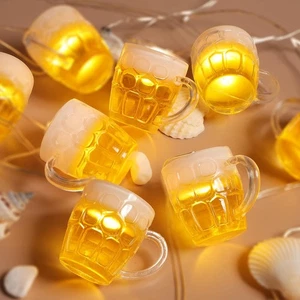 3D Beer Mug String Lights St Patrick's Day Decorations USB Battery Yellow - Picture 1 of 9