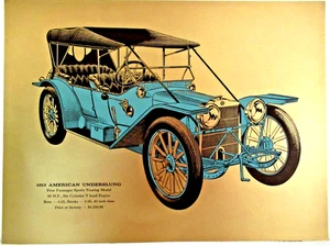 "1913 AMERICAN UNDERLUNG" ~(9" X 12")~ **CLASSIC AUTO PRINT / GOLD BACKGROUND** - Bild 1 von 4