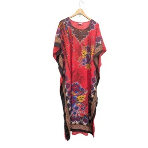 Abito estivo floreale boho costal western leggero vacanza crociera OS rosso - Foto 1 di 5