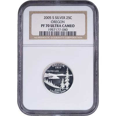 2005-S Silver Oregon State Quarter - Proof ~ NGC PF 70 ULTRA CAMEO - Image 1 of 2