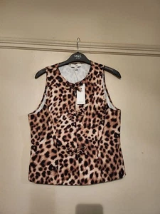 Marks And Spencer Ladies Animal Print Sleeveless Top, Size 14 - Picture 1 of 5