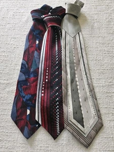 Pierre Cardin Mens Silk Ties Lot of 3 Abstract Geometric Stripes - Picture 1 of 3