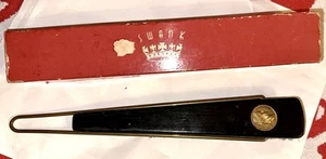 Vintage SWANK Garment and Hat Brush West Germany Genuine Wood Brass Handle Coin - Picture 1 of 7