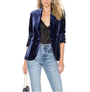 L'AGENCE Chamberlain Blue Velvet Blazer Size 2 NWOT - Picture 1 of 9
