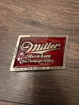 Vintage Miller High Life Beer Belt Buckle 70s RARE Metal - Image 1 of 3