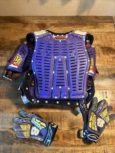 Protector de pecho vintage AXO Sport Motocross púrpura amarillo Italia - Imagen 1 de 21