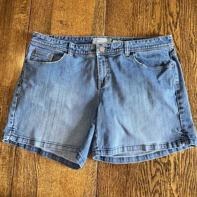 Pantalones Cortos de Jean De Colección Y2K Cintura Baja 18 Plus Elastizados Azul Marino Antiguo Denim Foto 1 de 4