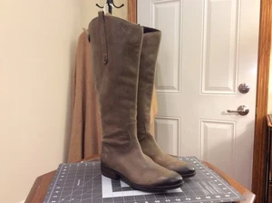Stivali Sam Edelman donna 8,5 M penny alti dietro zip stivali equitazione pelle tortora - Foto 1 di 10