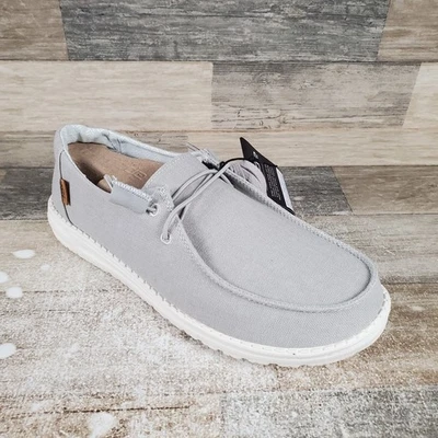 Hey Dude Wally Chambray Womens Loafers Sz 10 Light Gray Comfort Lace Up Low Top - Image 1 of 4