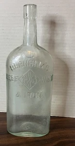 c1900 BURNHAM'S RINDFLEISCH WEIN & EISEN WERKZEUG TOP MEDIZINFLASCHE - BOSTON, MA - Bild 1 von 4