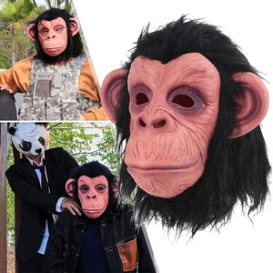 Gorilla Masken Halloween Affenmaske Latex Vollkopf Tiermaske 3D Schimpansenmaske - Bild 1 von 12