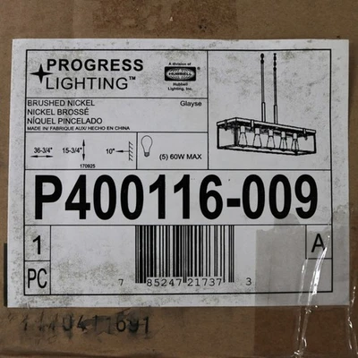 Progress Lighting P400116-009 Glayse 5-Light Island Chandelier in Brushed Nickel - Image 1 of 3