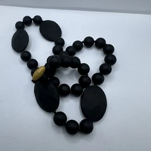 Collana Chewbead Silicone Nero Lavabile in Lavastoviglie Senza BPA Dentizione Premaman - Foto 1 di 6