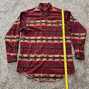 VTG Woolrich Southwestern Aztec Flannel Button Shirt Size Large Red Native - Picture 1 of 5