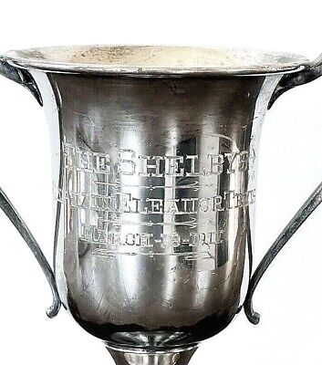 Antique 1910 SHELBY'S/BOONE'S Silverplate Trophy Loving Cup, FREE SHIPPING! • 142.46$