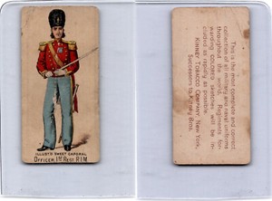 N224 Kinney Tobacco Card 1887, Military, Rhode Island, 1st Regt (B98)