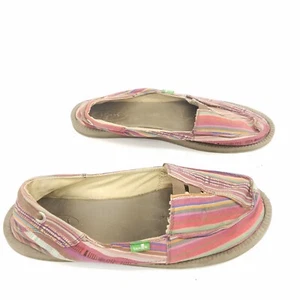 Sanuk Damen-Slipper Größe 9 Rasta Hanf gestreift flache Strand Surf Sandalen Schuhe - Bild 1 von 6