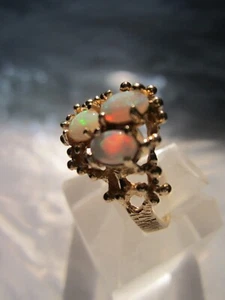 BEAUTIFUL VINTAGE ESTATE 14K SOLID GOLD GENUINE OPAL CLUSTER RING 6.07g Sz 9.4 - Picture 1 of 19