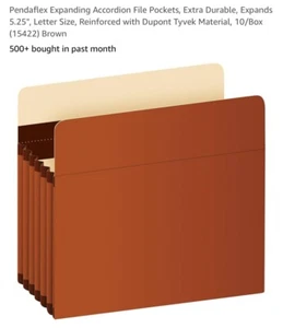 Set Of 10 Expanding Accordion File Pockets Extra Durable Expands 3.5" Letter - Picture 1 of 4
