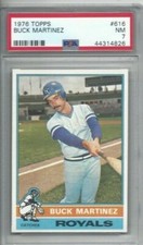 1976 Topps baseball card #616 Buck Martinez, Kansas City Royals graded PSA 7