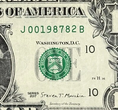 1987, August 2nd Birthday Anniversary Dollar Fancy Serial Number J 00198782 B - Image 1 of 3