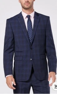 Vince Camuto Men's Blue Slim Fit Wool Sport Plaid Jacket Suit Blazer Sz 36 - Picture 1 of 14