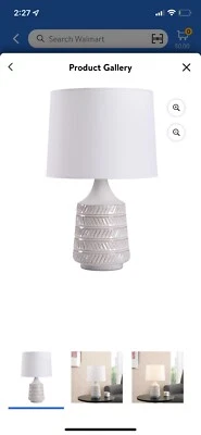 Abajur de mesa Mainstays branco/bege cerâmica com abajur 17"H - Imagem 1 de 4