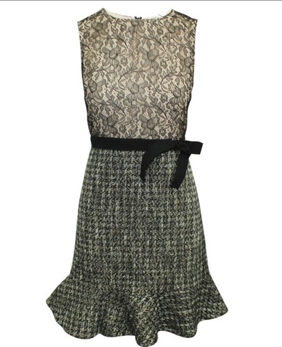 ABITO ROSSO Valentino pizzo e tweed metallico OTTIME CONDIZIONI IT 42 UK 12