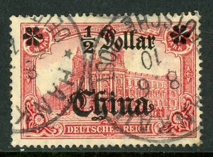 China 1908 Germany ½ Dollar/1 Mark Wmk Michel 44 (Sc #40) Hankau Cancel E951 - Picture 1 of 2