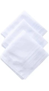 5PCS Mens Large white Square Handkerchief Soft Cotton Hankies Hankerchiefs Uk - Picture 1 of 4