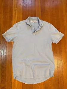 Polo Orlebar marrone uomo media sartoriale vestibilità blu colletto aperto slub - Foto 1 di 3