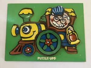 CL19 Vintage 1960's Rainbow Research PUZZLE-UPS Train Wooden Puzzle - Picture 1 of 4