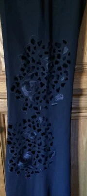 Blumarine Cutout Embroidered Roses Black Dress Pants NWT $1020 32x36 44 8 10 - Image 1 of 4