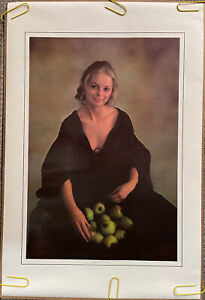Original Vintage Poster Gillet Girl with Apples Headshop 1977 Abstract Pin Up