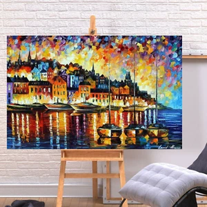 Leonid Afremov EVENING HARBOR OF CORSICA 30"x24" LIMITED EDITION GICLEE ORIGINAL - Picture 1 of 10