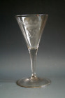 Antique 18Th Century Glass With Engraved Crown And Initials Cvs
