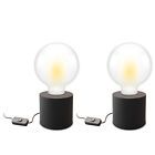 2pcs NAMBI Table Light with Cable Switch Black Round E27 Socket