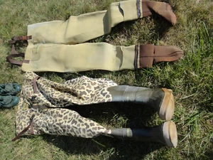 Sz 13 2 PAIR Hodgeman Waders, Boot Foot & Stocking Foot + Remington Wading Shoes - Picture 1 of 7