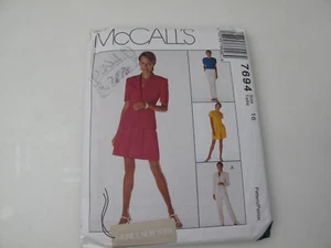 Vintage McCalls SEWING Pattern 7694 Misses Sz 16 Lined JacketTop Pants Uncut (U) - Picture 1 of 6