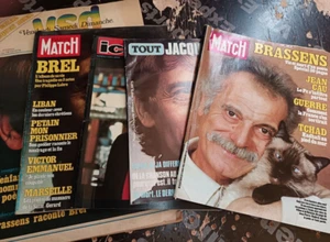 LOT DE 5 REVUES JOURNAUX SUR LES DECES MORTS DE JACQUES BREL ET GEORGES BRASSENS - Picture 1 of 4