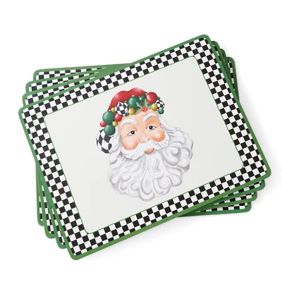 Pimpernel Black and White Christmas Placemats (Set of 4)- Cork-Backed