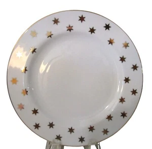 Vintage American Atelier Party Time Gold Stars White China Luncheon Salad Plate - Picture 1 of 9