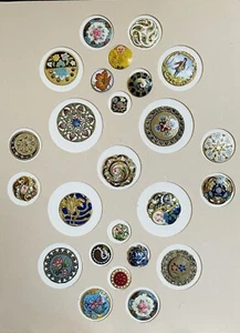 Ex Rare Antique set Of 26 ENAMEL brass buttons, ca.,1880s/1890s/early 1900s - Picture 1 of 7