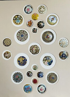 Ex Rare Antique set Of 26 ENAMEL brass buttons, ca.,1880s/1890s/early 1900s - Image 1 of 4
