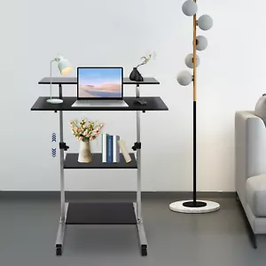 Höhenverstellbarer Computertisch Rollbar Laptoptisch Mobil Stehpult Büro - Bild 1 von 22