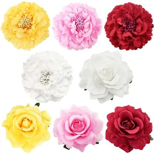 Large Floral Hair Clips 8 Pieces Set - Includes 4pcs Peony Flower Hair Clips ... - Picture 1 of 5