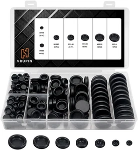 Vrupin 188 Pieces Rubber Grommet Kit – Plugs for Round Holes, 7 Size - Picture 1 of 7