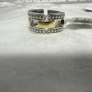 New LAGOS Sterling Silver & 18K High Bar Flexible Ring Size 7 - Picture 1 of 6