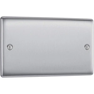 BG Gebürsteter Stahl Blanko Platte 2 Gang Nexus Metall Wand Abdeckplatte NBSBP2 UK Neu - Bild 1 von 5