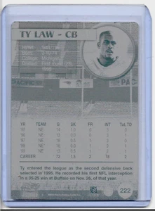 TY LAW 2000 PACIFIC CROWN COLLECTION PRINTING PLATE NEW ENGLAND PATRIOTS 1/1 - Picture 1 of 2